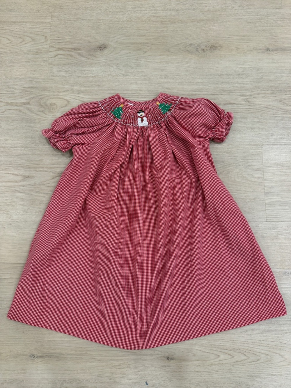 Be Mine 2T Girls' Red Smocked Holiday Dress with Snowman